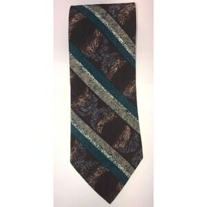 New Old Stock Ron Chereskin Polyester Neck Tie Burgundy, Teal & Gold  56" Length